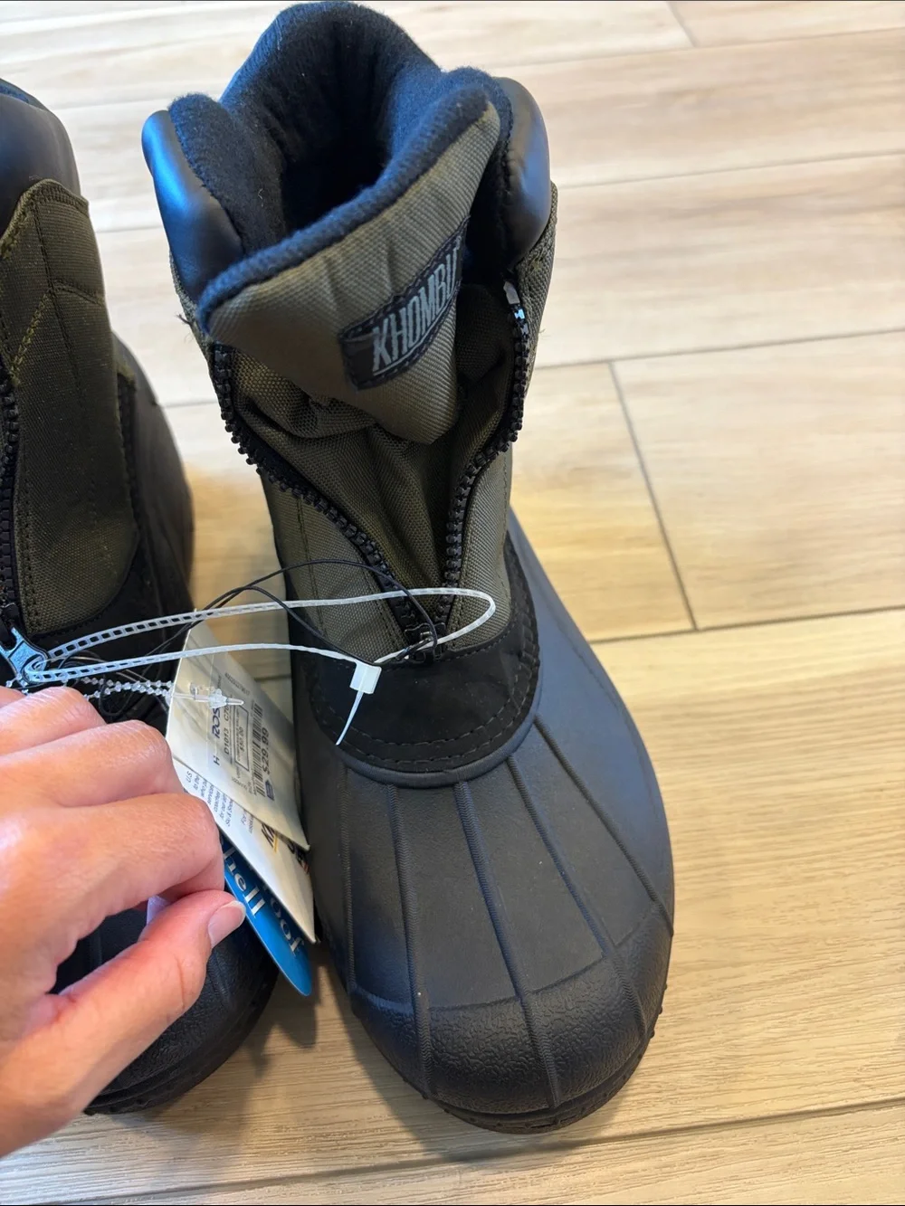 New Khombu Olive Green and Black mens Waterproof Winter Boots